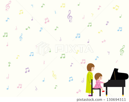 Girl playing piano and teacher wallpaper 130694311