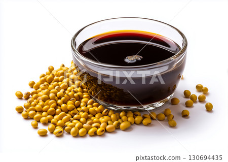 Soy sauce and soybeans, symbols of natural ingredients and healthy eating Soy sauce and soybeans, symbols of natural ingredients and healthy eating 130694435