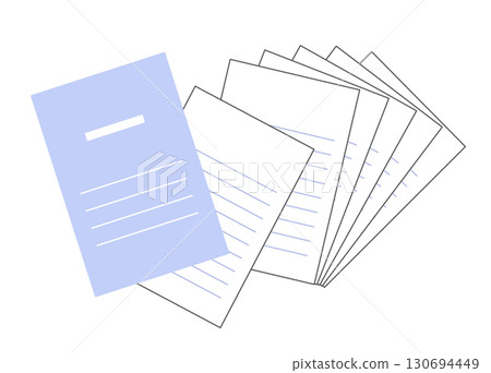 一組報告紙、信紙等。受商業和學習啟發的插圖。 130694449