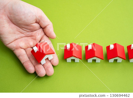 New homes for sale, concept. Record number of housing units commissioned. Delivery of houses from developers, real estate growth, urban planning, investment opportunities, housing market. New homes for sale, concept. Record number of housing units commissioned. Delivery of houses from developers, real estate growth, urban planning, investment opportunities, housing market. 130694462