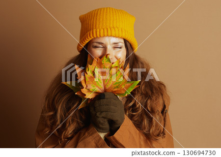 Cozy Autumn Bliss with Eyes Closed 130694730