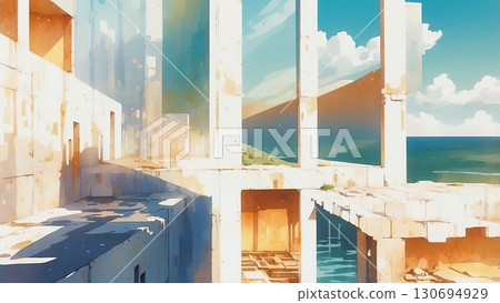 遊戲回顧：白色牆壁的摩天大樓公寓大樓景觀 130694929