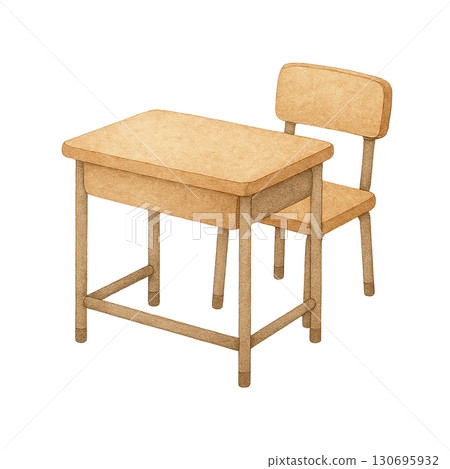 Classic wooden desk and chair, ideal for study or workspace. 130695932