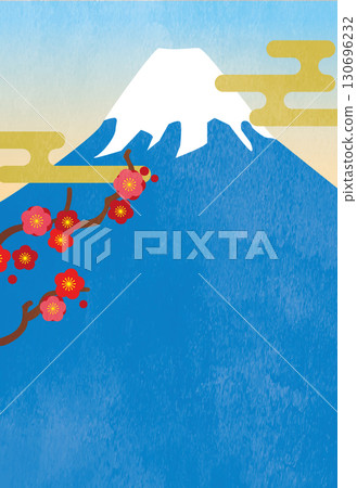 富士山和梅花明信片模板 富士山和梅花明信片模板 130696232