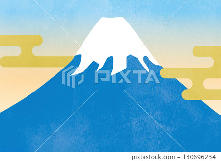 富士山與金色雲彩明信片模板 富士山與金色雲彩明信片模板 130696234