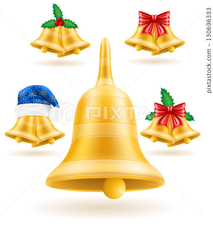 christmas decoration gold bells cartoon stock vector illustration 130696383