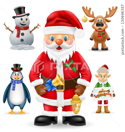 christmas and new year person characters holiday symbols cartoon stock vector illustration 130696387