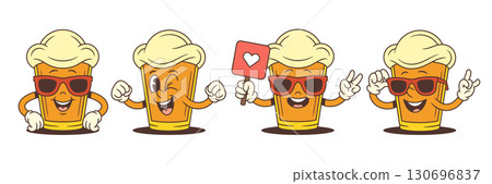 Funny Yellow Cartoon Beer Mascot Character Showing Various Emotions And Gestures Vector Illustration Funny Yellow Cartoon Beer Mascot Character Showing Various Emotions And Gestures Vector Illustration 130696837