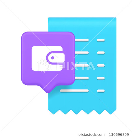 3d Realistic Icon Of Blue Payment Receipt And Purple Wallet For Financial Transaction Management 3d Realistic Icon Of Blue Payment Receipt And Purple Wallet For Financial Transaction Management 130696899