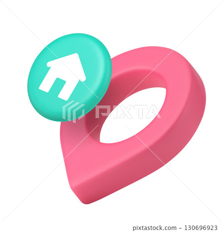 3d Realistic Icon Location Pin And Home Symbol For Navigation And Map Interface 130696923