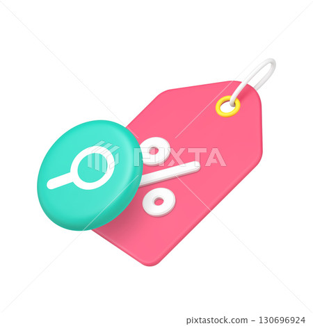 3d Realistic Icon Discount Tag And Magnifying Glass For Price Search And Sale Interface 3d Realistic Icon Discount Tag And Magnifying Glass For Price Search And Sale Interface 130696924