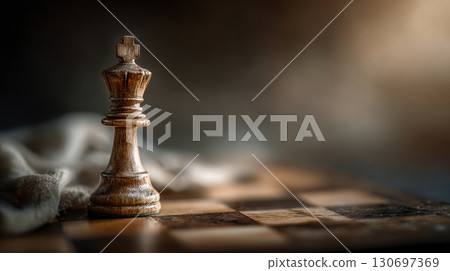 detailed white chess king piece 130697369