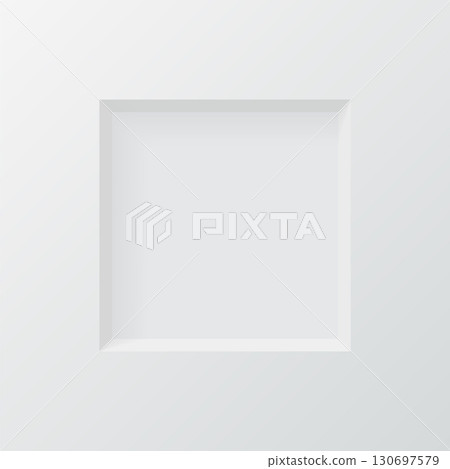 3d wall niche. Empty white square shelf. Inside frame. Display stand, showcase mockup. Showroom, gallery, studio or shop product presentation. Realistic vector illustration 3d wall niche. Empty white square shelf. Inside frame. Display stand, showcase mockup. Showroom, gallery, studio or shop product presentation. Realistic vector illustration 130697579