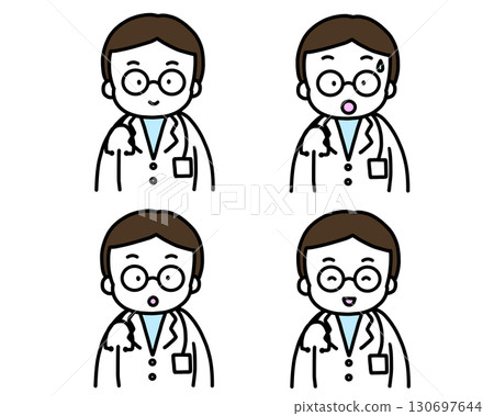 Simple doctor and icon illustration set 130697644
