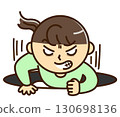Woman crawling out of a hole 130698136