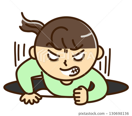 Woman crawling out of a hole 130698136