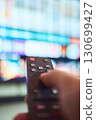 Remote in hand, watching TV 130699427