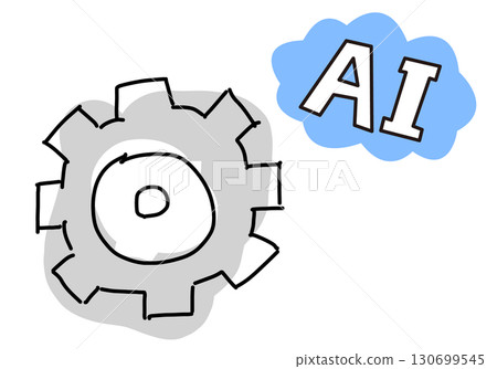 AI/System/DX image Simple line drawing of gears 130699545