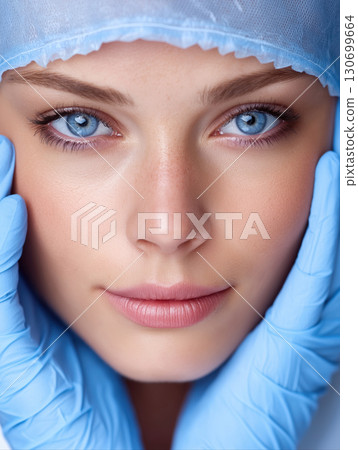 Healthy skin and hair woman concept collage, age and massage lines. Face lifting. Healthy skin and hair woman concept collage, age and massage lines. Face lifting. 130699664