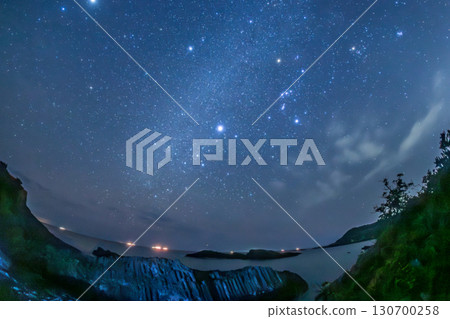Columnar joints and winter starry sky at Tsumekizaki in Shimoda City, Izu 130700258