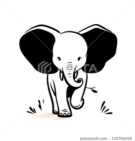 African Elephant. African Elephant simple black and white line art vector logo African Elephant. African Elephant simple black and white line art vector logo 130700268