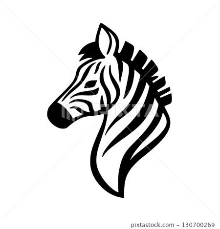 Zebra. Zebra simple black and white line art vector logo Zebra. Zebra simple black and white line art vector logo 130700269
