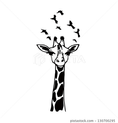 Giraffe. Giraffe simple black and white line art vector logo Giraffe. Giraffe simple black and white line art vector logo 130700295