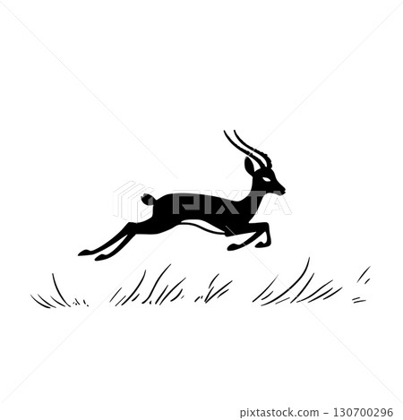 Gazelle. Gazelle simple black and white line art vector logo Gazelle. Gazelle simple black and white line art vector logo 130700296