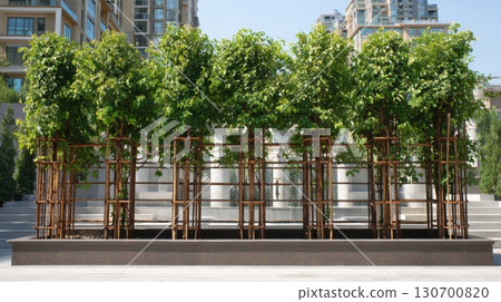 Modern urban landscaping with trees Modern urban landscaping with trees 130700820