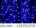blue neon lights creating an atmosphere of coziness and approaching holiday 130701258