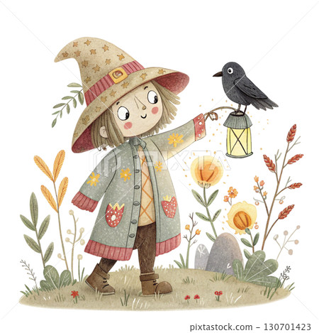 A cute rag doll scarecrow sitting happily with a warm smile 130701423