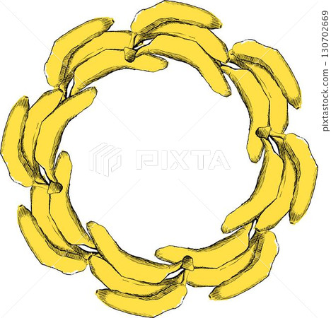 Banana fruit label design, vector circle round frame design for packaging standup pouch editable print ready vector template file illustration download Banana fruit label design, vector circle round frame design for packaging standup pouch editable print ready vector template file illustration download 130702669