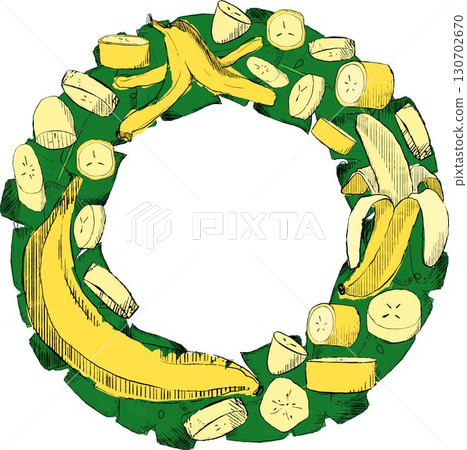 summer vibes banana frame round circle party beach, graphic vector illustration template 130702670