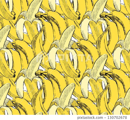 Seamless Banana Pattern in graphic lots of bananas dence vector illustration 130702678