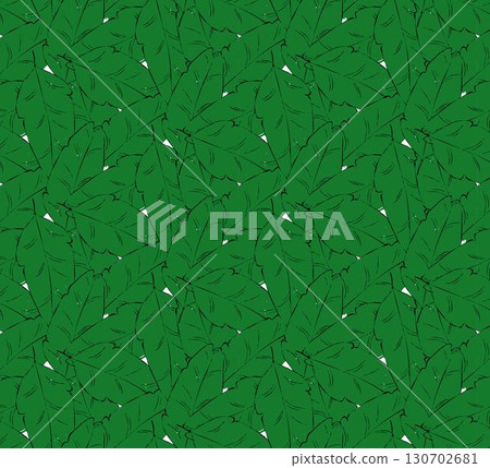Abstract tropic leaves seamless pattern. vector Tea or banana leaf graphic art. Hand drawn graphic design for fabric , print, cover, banner and invitation. Luxury minimal style wallpaper with 130702681
