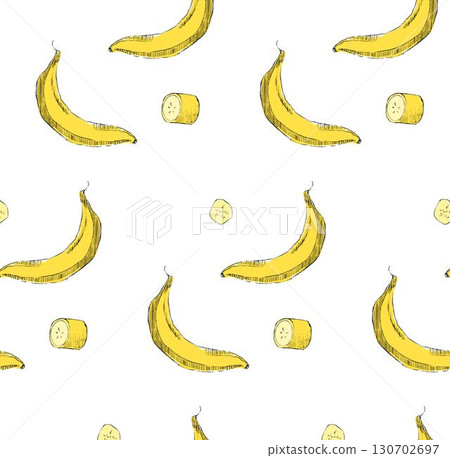 seamless vector pattern with bananas and slices in graphic for banners, cards, flyers, social media wallpapers, etc. 130702697