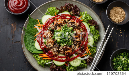 Korean Whelk Salad with Vegetables and Sauce 130702864