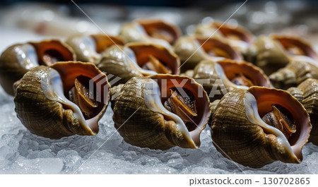Fresh Whelks on Ice at Seafood Stall 130702865