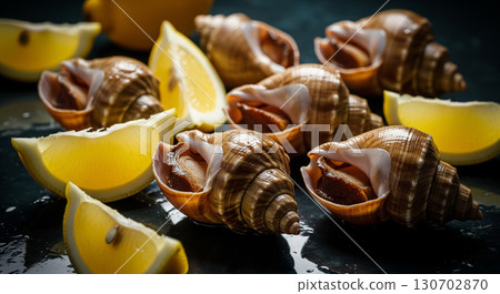 Whelks and Lemons in Rustic Food Styling 130702870
