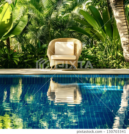 Summer poolside lounge chair tropical vacation relaxation travel background Summer poolside lounge chair tropical vacation relaxation travel background 130703341