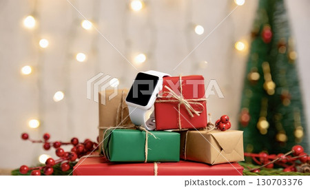 Smartwatch gift boxes Christmas festive holiday tech seasonal decor Smartwatch gift boxes Christmas festive holiday tech seasonal decor 130703376