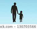 Back of a parent and child walking with hands 130703566