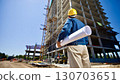 Skilled construction worker with helmet building project Skilled construction worker with helmet building project 130703651