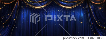 Golden curtain backdrop with glowing star-like glitter animations 130704033