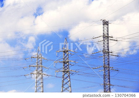 Summer blue sky and power transmission line Summer blue sky and power transmission line 130704366