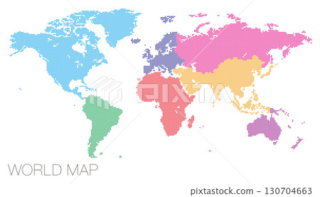 Africa-centered dotted world map divided into regions Africa-centered dotted world map divided into regions 130704663