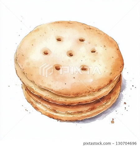 Watercolor cookies with chocolate and cream. Bakery picture for design on white background Watercolor cookies with chocolate and cream. Bakery picture for design on white background 130704696