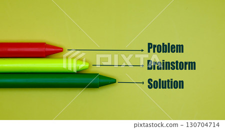 Problem Brainstorm Solution concept. Concept for problem solving, teamwork, solutions 130704714