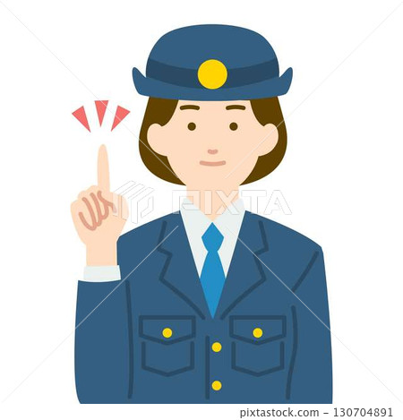 一名女警官指著的插圖 130704891