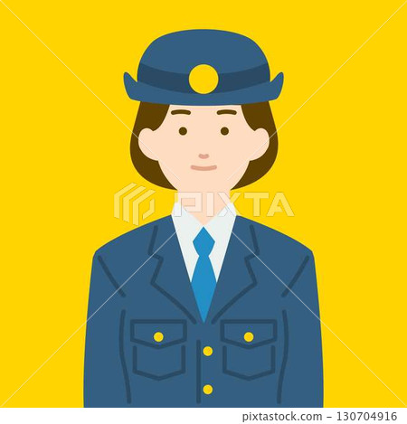 Frontal illustration of a female police officer 130704916